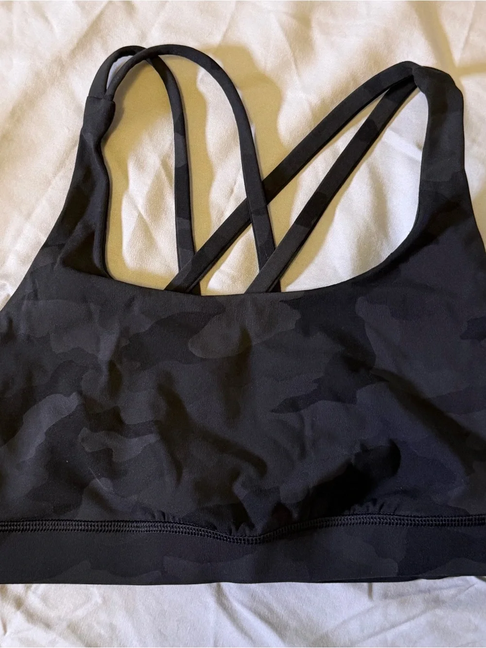 Lululemon Women's Black Camo Strappy Sports Bra